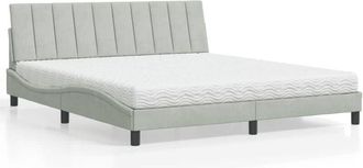vidaXL Vidaxl - Cama Con Colch&oacute;n Terciopelo Gris Claro 180x200 Cm