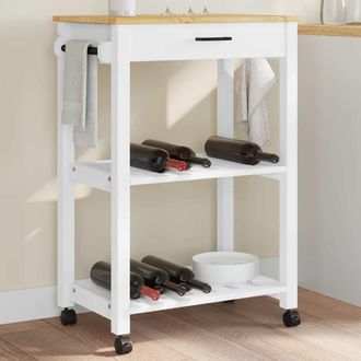 vidaXL Carrello Da Cucina Monza 60x40x90 Cm In Legno Massello Di Pino - Vidaxl