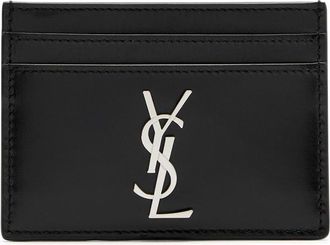 Saint Laurent Logo Leather Card Holder - Black - One Size