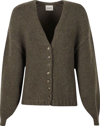 Khaite Brown Axel Cropped Chunky Cardigan