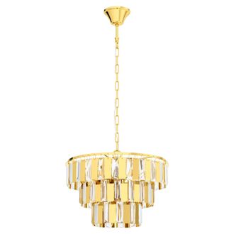 Loops Pendant Ceiling Light Colour Brass Tiered Clear CrystalsBulb E14 5x40W in Metallics