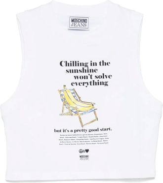 Moschino Top corto con stampa - Bianco