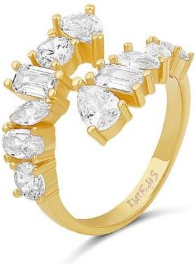 SHYMI Multicut Cubic Zirconia Bypass Ring in Gold/White Stone at Nordstrom, Size 6