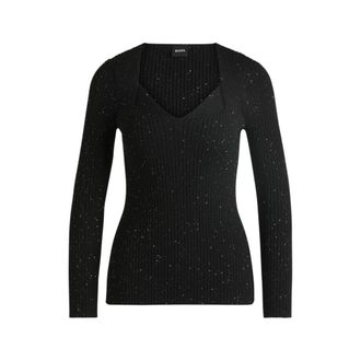 BOSS Ribbed sweater with sequin embellishments