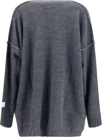 Maison Margiela Womens Oversized V-Neck Sweater Grey Melange