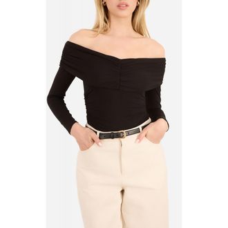 Cami NYC Julien Off the Shoulder Long Sleeve Bodysuit in Black at Nordstrom, Size Small