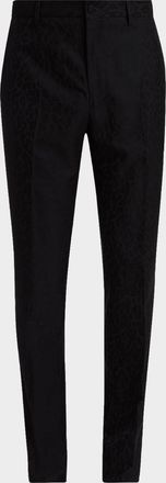 Etro Mens Leopard-Jacquard Slim Fit Trousers
