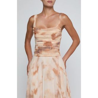 L'agence Rashed Ruched Mesh Tank in Frappe Multi Tie Dye at Nordstrom, Size Xx-Large