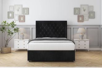 Comfort Beds Rio Naples Divan Set 4 Drawers-26 Headboard in Black | Size: Double