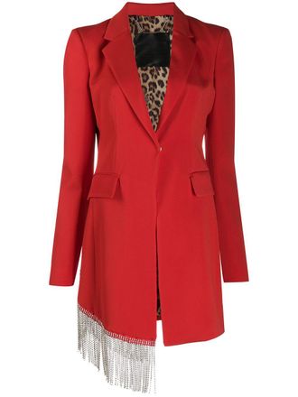 Philipp Plein crystal fringe blazer - women - Polyester/Spandex/Elastane/Acetate/Viscose - S - Red