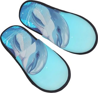 Generic Slippers Cute Dolphins Fluffy Shoes Comfy Cotton Slippers For Hotel Big Kid Winter M