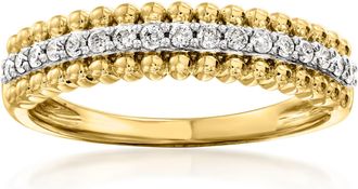Ross-Simons Diamond Beaded-Edge Ring in 18kt Gold Over Sterling