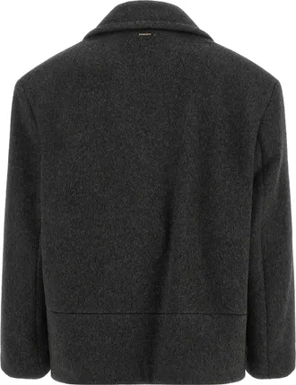 Twin-Set Double-Breasted Wool Blend Coat - Charcoal