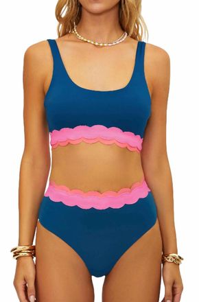 Beach Riot Marin Bikini Top In Blue/ Pink