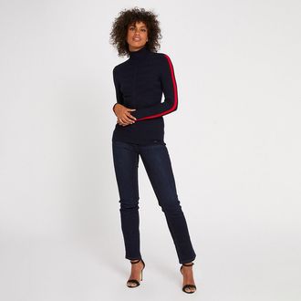 Morgan Trui in fijn tricot met rolkraag en lange mouwen