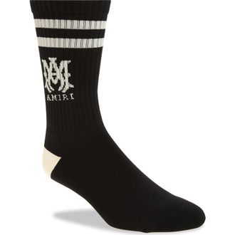 Amiri MA Stripe Crew Socks in Black at Nordstrom, Size 12-13