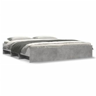 Berkfield Home Bed Frame without Mattress Concrete Grey 200x200cm Engineered Wood | Size: 200x200 cm