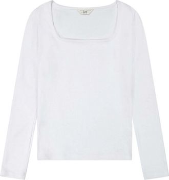 Lee Langarmshirt LEE Lee Langarmshirt Ls Square Neck, Damen, Gr. XS, weiss (wei&szlig;), Obermaterial: 95% Baumwolle CO. 5% Elasthan EL., Shirts Langarmshirt