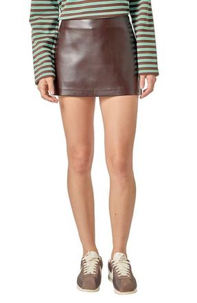 English Factory Faux Leather Skort in Brown at Nordstrom, Size Medium