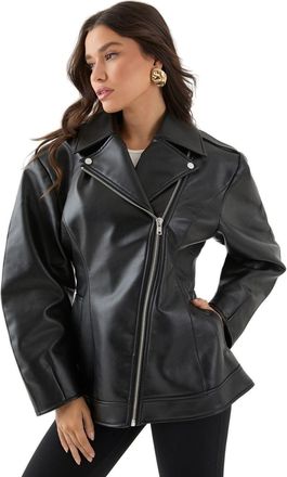 Misspap Faux Leather Biker Jacket, 14, Black