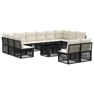 vidaXL Set Divano Da Giardino 13 Pz Nero Polyrattan Vidaxl