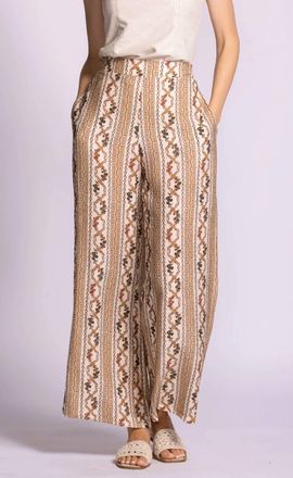 Pink Martini Teesdale Wide Leg Printed Pants In Brown