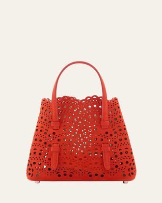 Alaia Mina 20 Top-Handle Bag in Perforated Suede