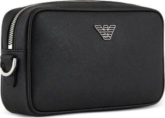 Emporio Armani Logo-Plaque Nylon Clutch - Black