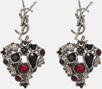 Saint Laurent Cassandre embellished drop earrings