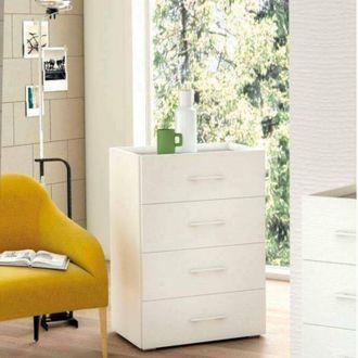 Dmora Cassettiera Primula, Settimanale a 4 cassetti per camera da letto, Mobiletto multiuso da ufficio o studio, Cm 60x41h87, Bianco, con imballo