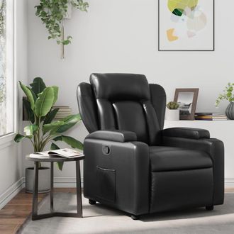 vidaXL Sill&oacute;n Reclinable De Cuero Sint&eacute;tico Negro Vidaxl