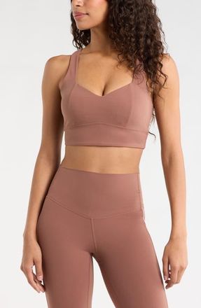 Zella Studio Luxe Sweetheart Sports Bra in Brown Nutmeg at Nordstrom, Size Xx-Large