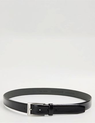 HUGO BOSS Mens Leather Belt with Metal Buckle - Black - Size: 38R 100cm