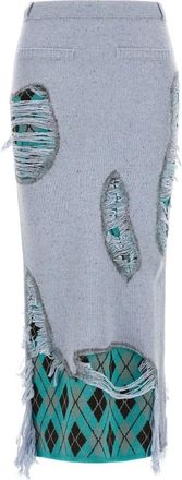 Moschino Gedekonstrueerde Argyle Rok - Dames - Midirokken - Blauw - S - Wol - Rokken