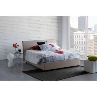 Dmora Dmora - Cama Matrimonial Dahmeta, Cama Contenedor Con Revestimiento De Tela, 100% Made In Italy, Apertura Frontal, Con Colch&oacute;n Cm 140x190 Incluido, T&oacute;
