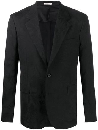 Alexander McQueen jacquard-woven single-breasted blazer - men - Cotton/Cupro/Viscose/Wool - 48 - Black