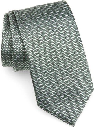 Brioni Geo Jacquard Silk Tie in Loden/Lead at Nordstrom