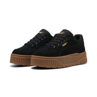 Puma Sneaker PUMA KARMEN II IDOL SD, Damen, Gr. 38, schwarz (puma schwarz, puma schwarz, puma gold), Leder, Schuhe Sneaker, mit sportlichem Stil, Obermater
