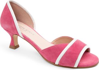 Patricia Green Parker dOrsay Kitten Heel Sandal in Pink/White at Nordstrom, Size 10