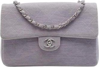 Chanel Pre-owned Vintage Flap Shoulder Bag - Dames - Vintage Schoudertas - Paars - ONE Size - Katoen - Vintage