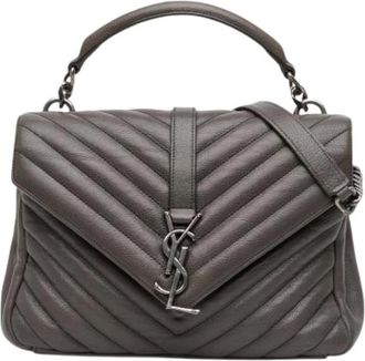 Saint Laurent Pre-owned Handbags, female, Gray, Size: ONE SIZE Pre-owned Leather Shoulder Bag