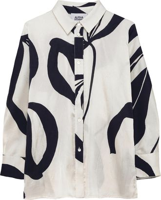Alpha Studio Crickle Flower Kimono Shirt