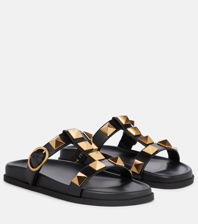 Roman Stud leather slides