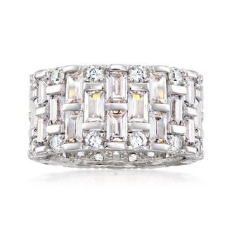 Ross-Simons Baguette and Round CZ Eternity Band in Sterling Silver