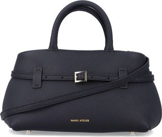 Manu Atelier Structured Pebbled Calfskin Handbag With Removable Strap
