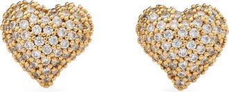 Kate Spade New York cubic zirconia pav&eacute; heart stud earrings in Clear/Gold at Nordstrom
