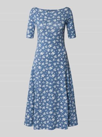 Lauren Ralph Lauren Midikleid mit U-Boot-Ausschnitt Modell MUNZIE in Bleu Melange, Gr&ouml;&szlig;e XXL