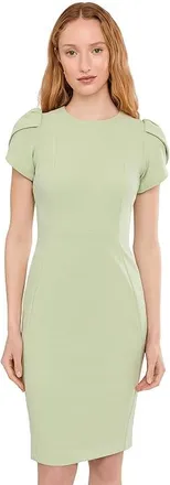 Calvin Klein Tulip Sleeve Solid Sheath Womens Dress Sage : 10, Polyester/Spandex