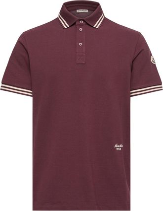 Moncler Moncler Striped Trim Cotton Piquet Polo Shirt, Men, Red, Size: 3xl