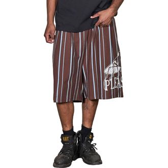 Pleasures Teleport Wide Stripe Drawstring Cotton Shorts in Brown at Nordstrom, Size Xx-Large